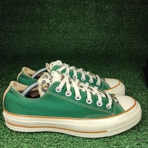 Converse Sneakers Womens 7 Green Chuck 70 Ox Leopard Print Canvas Low Top